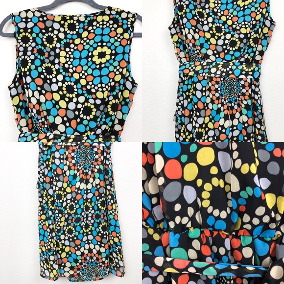 Tulle Flowy Belted Sleeveless Kaleidoscope Dress - Picture 5 of 8